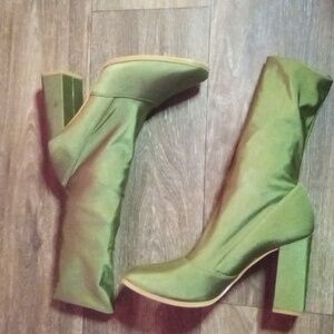 Ego Square Toe Ankle Sock Booties (Olive Green) 💚 🧦👢